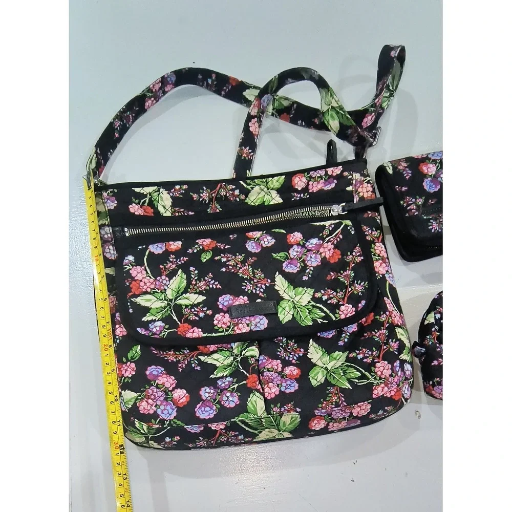 Vera Bradley Winter Berry 3pc Set Crossbody Bag Turnlock Wallet Cosmetic Pouch